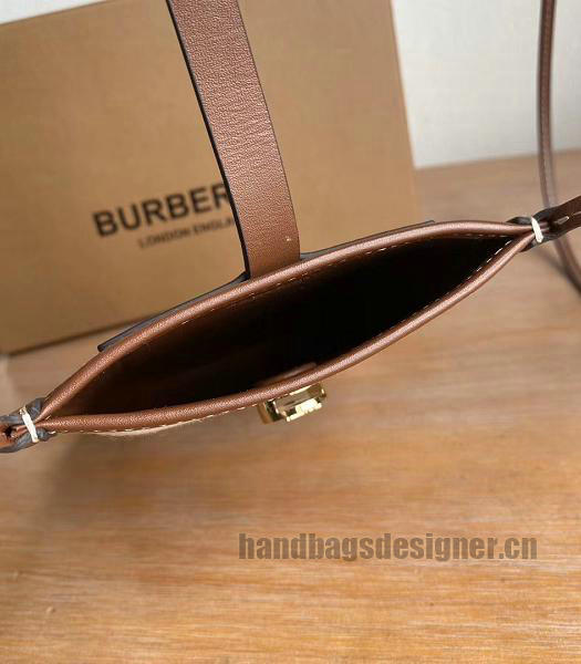 Burberry Logo Graphic Cotton Canvas With Brown Original Leather Phone Case with Strap-2