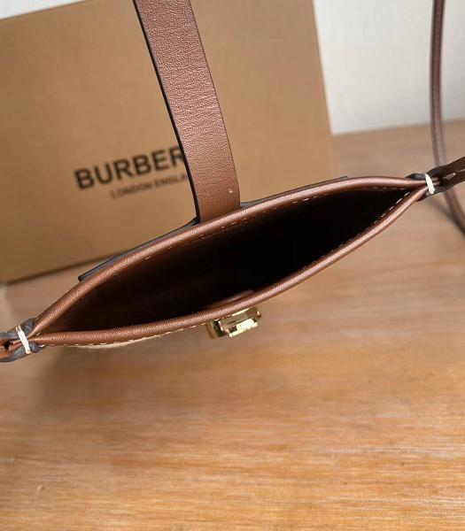 Burberry Logo Graphic Cotton Canvas With Brown Original Leather Phone Case with Strap-2