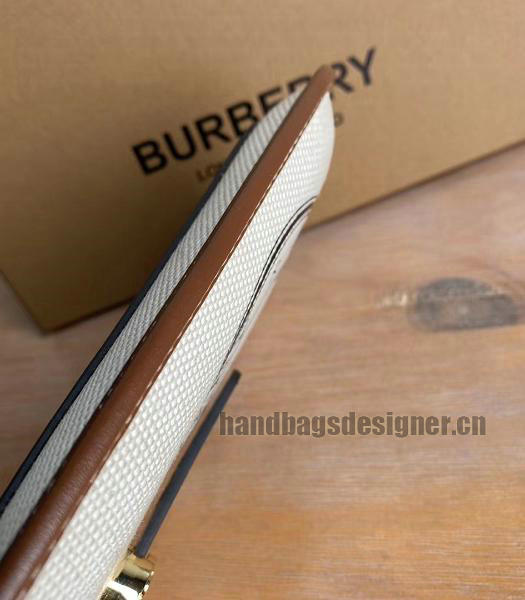 Burberry Logo Graphic Cotton Canvas With Brown Original Leather Phone Case with Strap-4