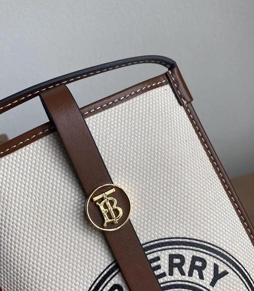 Burberry Logo Graphic Cotton Canvas With Brown Original Leather Phone Case with Strap-5