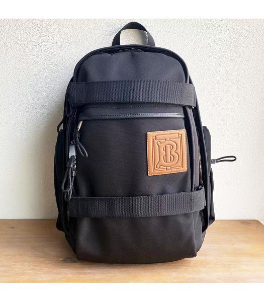 Burberry Monogram Motif Applique Black Nylon Nevis Large Backpack