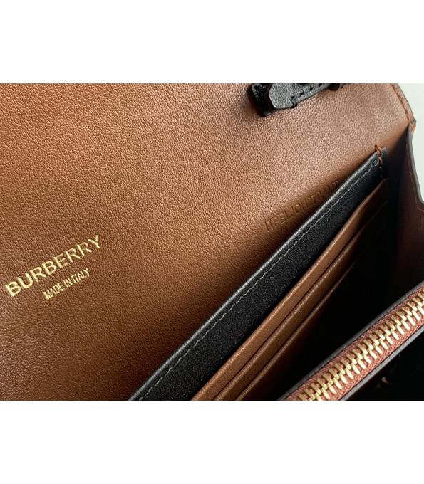 Burberry Monogram Stripe E-Canvas With Brown Original Leather Wallet With Strap-8