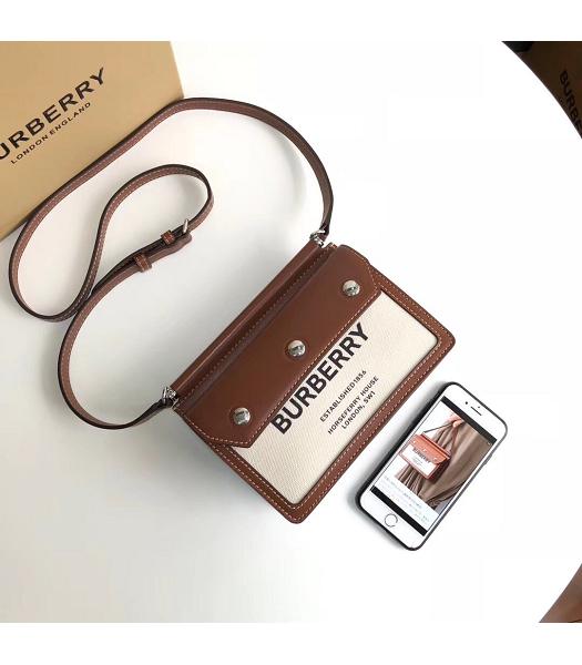 Burberry Original Canvas With Brown Leather Horseferry Bag