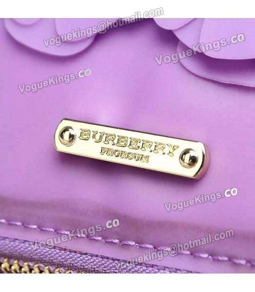 Burberry Purple Calfskin Leather Flowers Decorative Bag-5