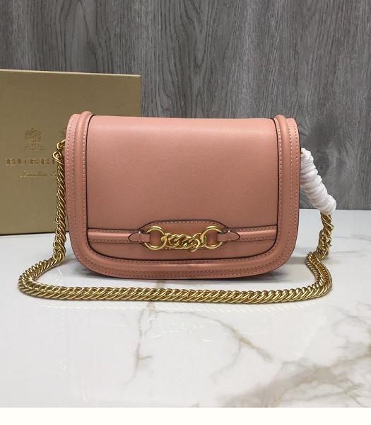 Burberry The Link Pink Plain Veins Real Leather Chain Shoulder Bag