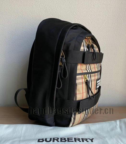 Burberry Vintage Black Nylon Check Panel Nevis Medium Backpack-7