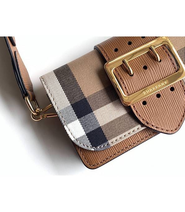 Burberry Vintage Check Canvas With Brown Original Leather Small Buckle Crossbody Bag-2