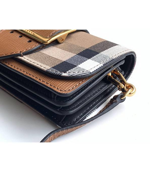 Burberry Vintage Check Canvas With Brown Original Leather Small Buckle Crossbody Bag-8