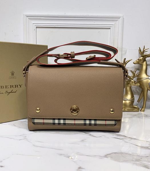 Burberry Vintage Check Note Canvas With Apricot Original Real Leather Crossbody Bag