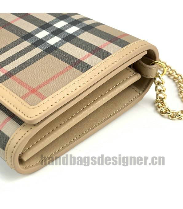 Burberry Vintage Check With Apricot Original Leather Wallet With Golden Chain-5