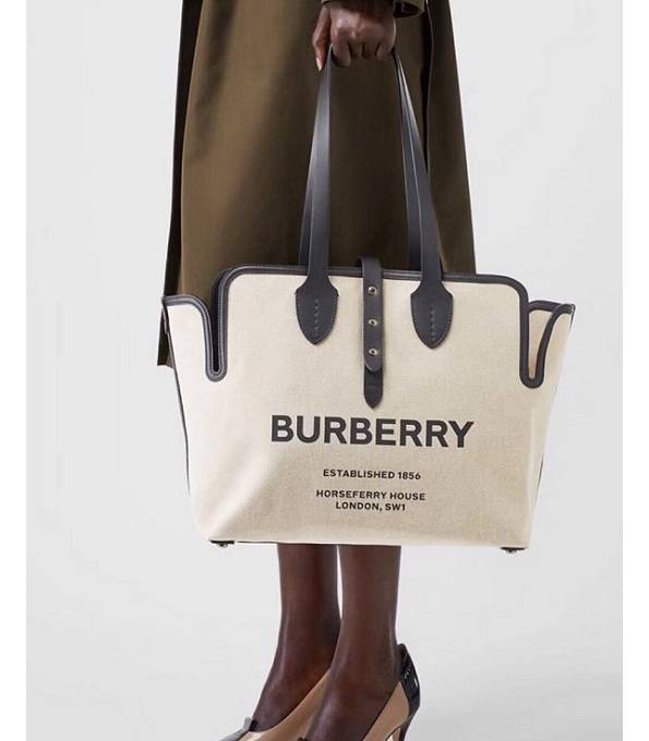Burberry White Soft Cotton Canvas With Black Original Medium Belt Bag