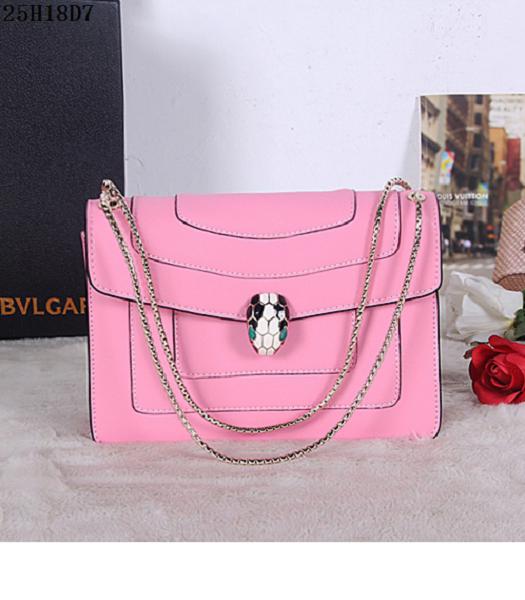 Bvlgari Cherry Pink Original Leather 25cm Chains Bag