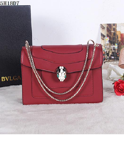 Bvlgari Jujube Red Original Leather 25cm Chains Bag