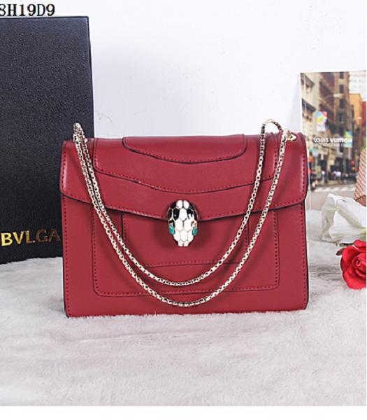 Bvlgari Jujube Red Original Leather 28cm Chains Bag