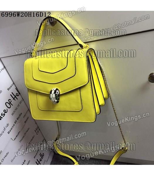 Bvlgari Lemon Yellow Original Leather 20cm Chains Small Bag-3