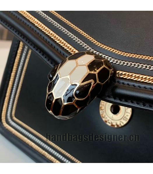 Bvlgari Original Leather Serpenti Diamond Blast Bag Black-2