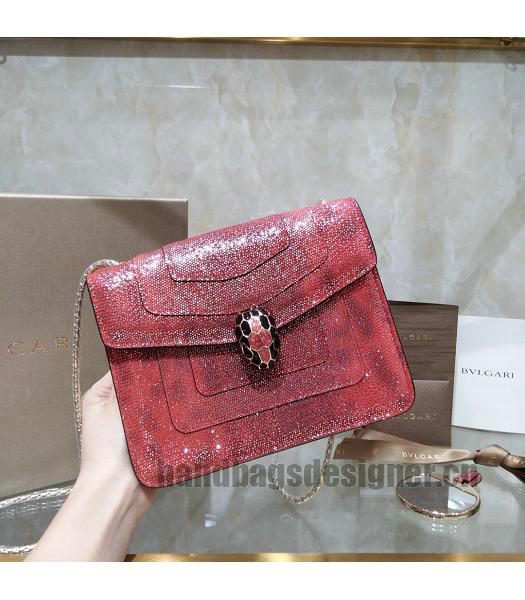 Bvlgari Real Python Leather Serpenti Forever 20cm Mini Bag Red-2