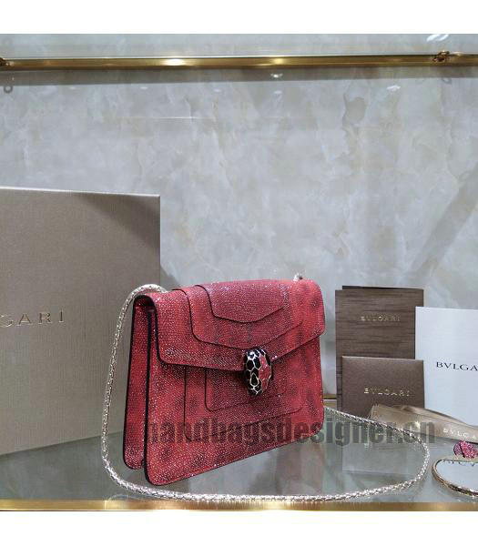 Bvlgari Real Python Leather Serpenti Forever 20cm Mini Bag Red-3