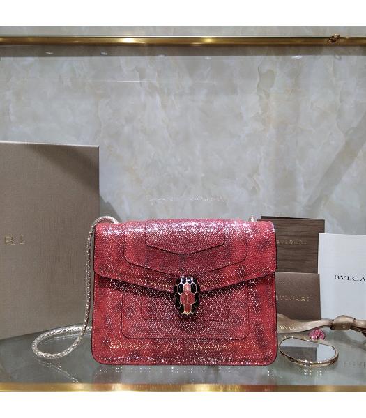 Bvlgari Real Python Leather Serpenti Forever 20cm Mini Bag Red
