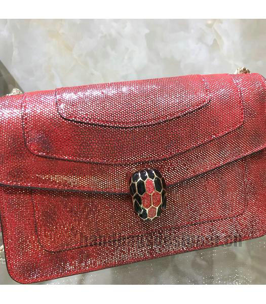 Bvlgari Real Python Leather Serpenti Forever 22cm Bag Red-1