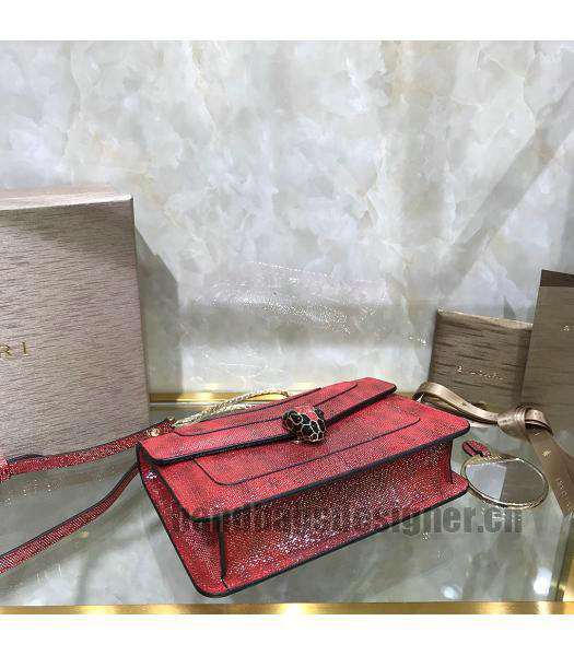 Bvlgari Real Python Leather Serpenti Forever 22cm Bag Red-5