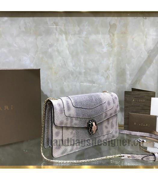 Bvlgari Real Python Leather Serpenti Forever 22cm Bag Silver-2