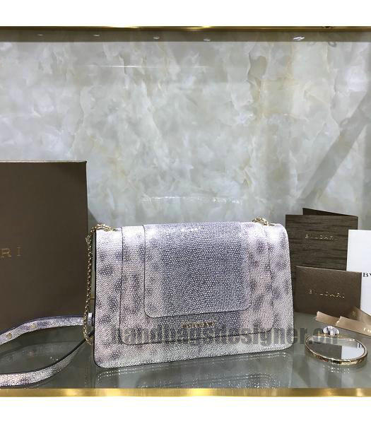Bvlgari Real Python Leather Serpenti Forever 22cm Bag Silver-6