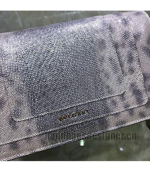 Bvlgari Real Python Leather Serpenti Forever 25cm Bag Silver-6