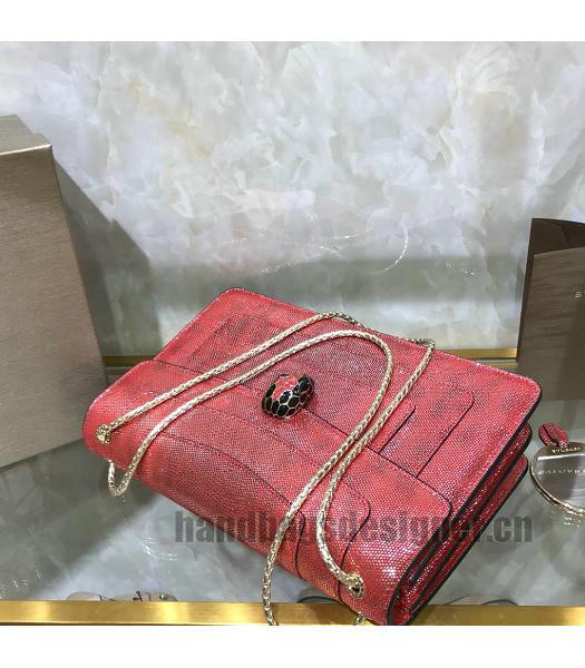 Bvlgari Real Python Leather Serpenti Forever 27cm Bag Red-5