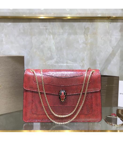 Bvlgari Real Python Leather Serpenti Forever 27cm Bag Red