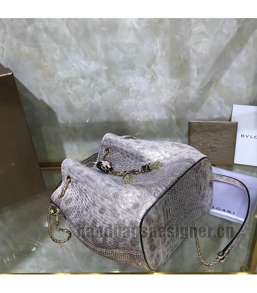 Bvlgari Real Python Leather Serpenti Forever Bucket Bag Silver-4