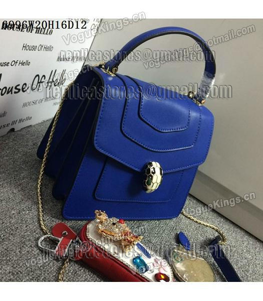 Bvlgari Sapphire Blue Original Leather 20cm Chains Small Bag-1