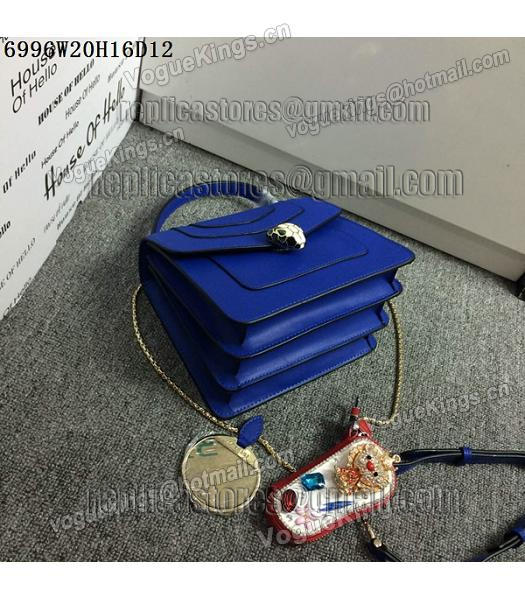 Bvlgari Sapphire Blue Original Leather 20cm Chains Small Bag-4