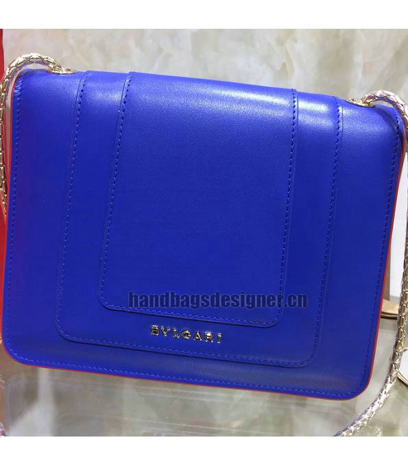 Bvlgari Serpenti Forever Blue Original Calfskin Leather Red Welting Leather 20cm Mini Chains Bag-4