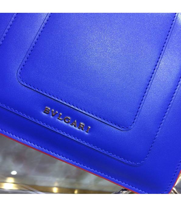 Bvlgari Serpenti Forever Blue Original Calfskin Leather Red Welting Leather 20cm Mini Chains Bag-5