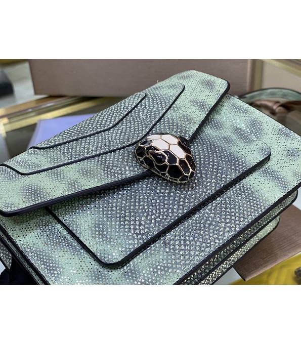 Bvlgari Serpenti Forever Mint Green Original Snake Veins Leather 19cm Crossbody Bag-1
