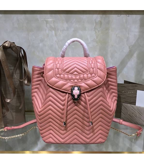 Bvlgari Serpenti Forever Pink Original Quilted Calfskin Leather Backpack