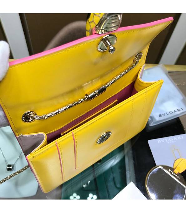 Bvlgari Serpenti Forever Yellow/Pink Original Calfskin Leather 20cm Mini Chains Bag-7