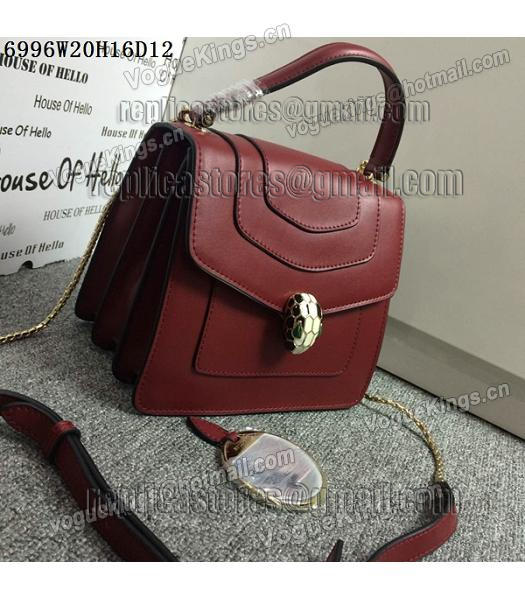 Bvlgari Wine Red Original Leather 20cm Chains Small Bag-3