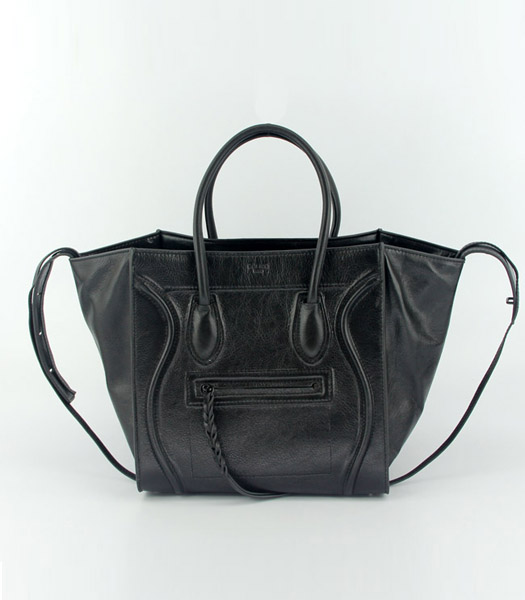 Celine 30cm Tote Bag in Black Oil Wax Leather