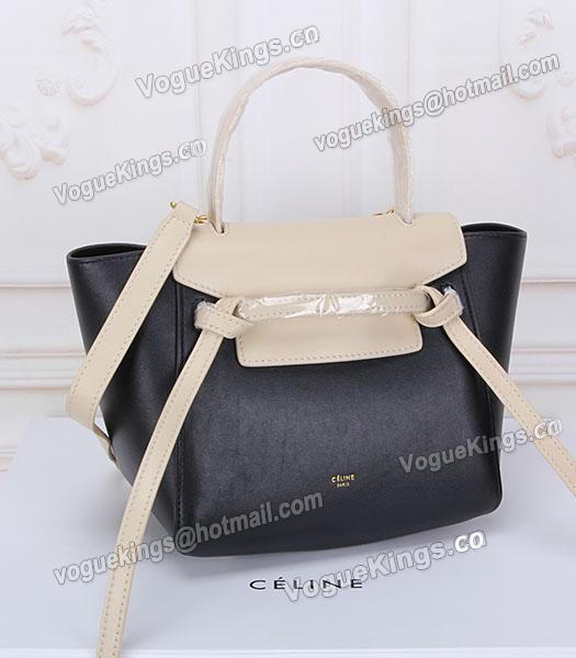 Celine Belt Small Tote Bag Offwhite&Black Leather-1