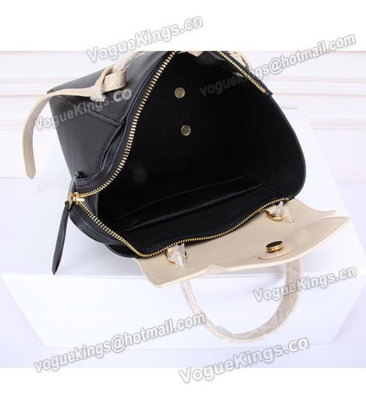 Celine Belt Small Tote Bag Offwhite&Black Leather-2
