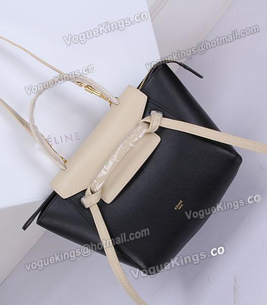Celine Belt Small Tote Bag Offwhite&Black Leather-5