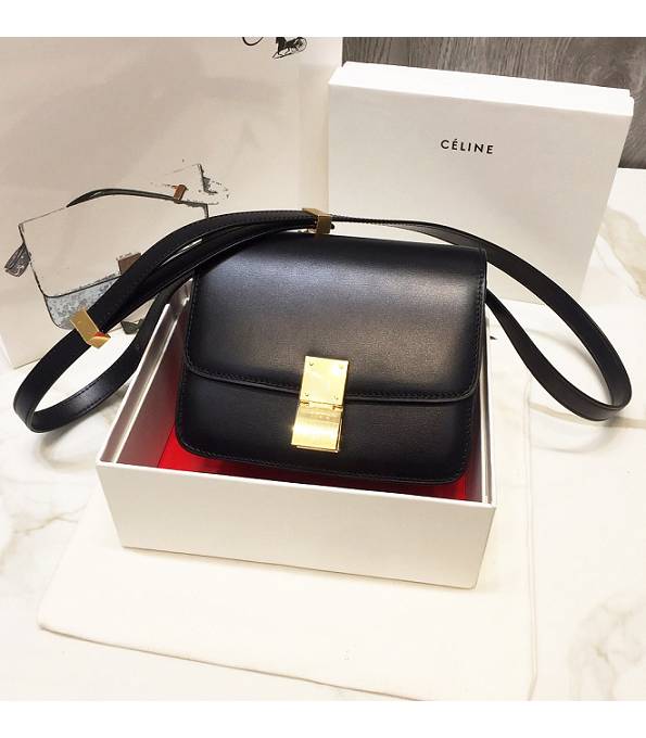 Celine Black Original Plain Veins Leather Small Classic Box Bag