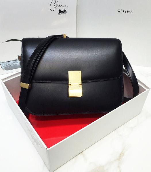 Celine Black Original Plain Veins Real Leather Medium Classic Box Bag