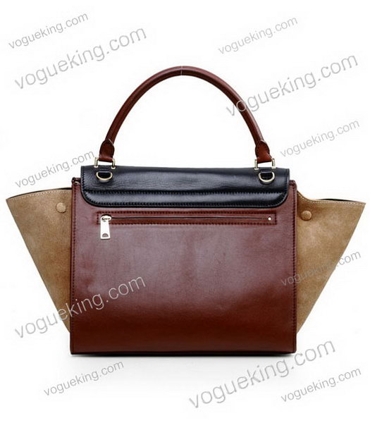 Celine BlackWine Red Imported Leather Stamped Trapeze Bag-2