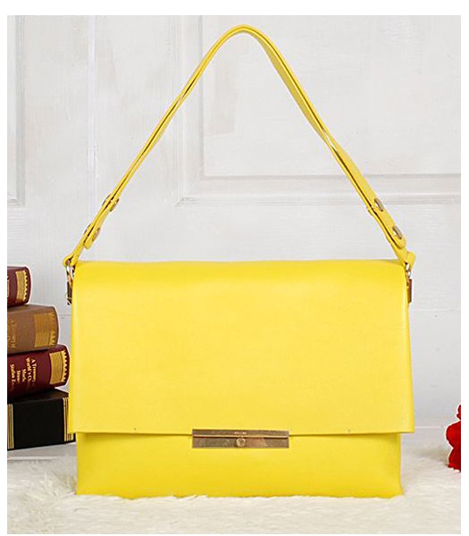Celine Blade Flap Shoulder Bag 5368 Lemon Yellow Leather