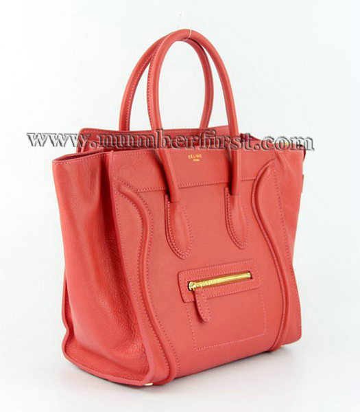 Celine Boston 30cm Smile Tote Handbag Dark Pink Leather-1