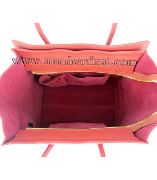 Celine Boston 30cm Smile Tote Handbag Dark Pink Leather-5