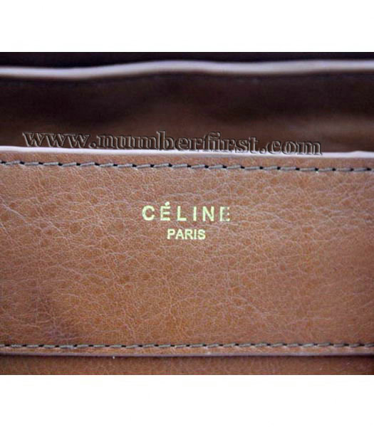 Celine Boston 30cm Smile Tote Handbag Light Coffee Oil Wax Leather-3